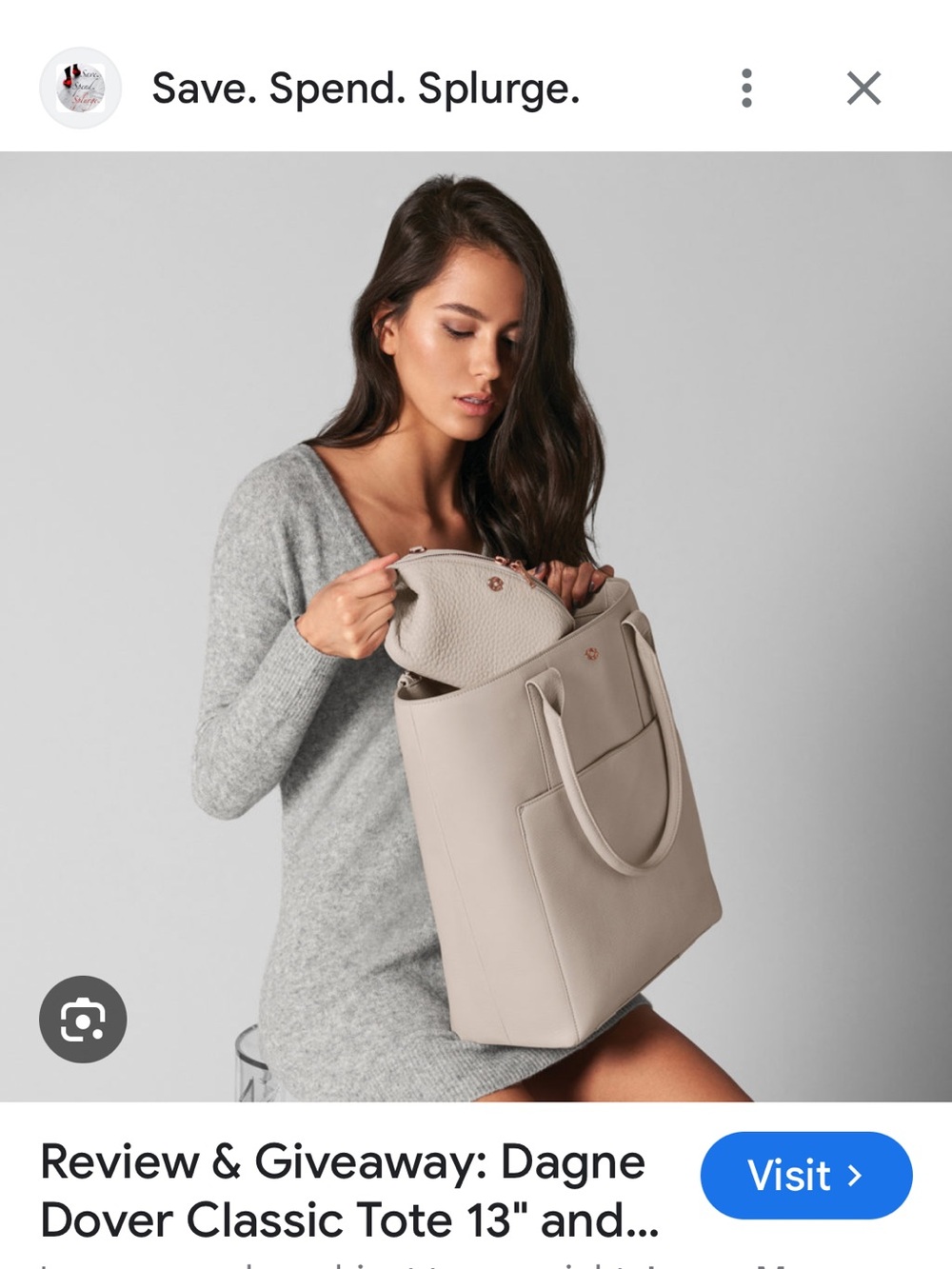 Dagne Dover Retired Charlie Tote in Bone Leather with Gold Hardware